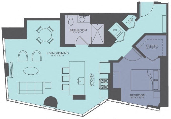 1 Bedroom 04-Avenue A Floorplan Image